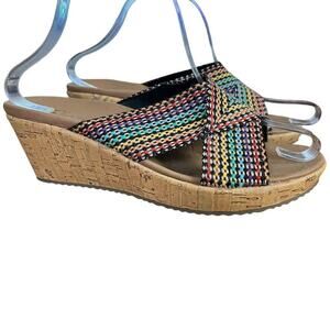 Skechers Luxe Foam Womens Cali Open Toe Wedge Platform Sandals Shoes sz 7.5